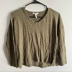 Sundry Green Crew Neck Gold Stars Crop Top